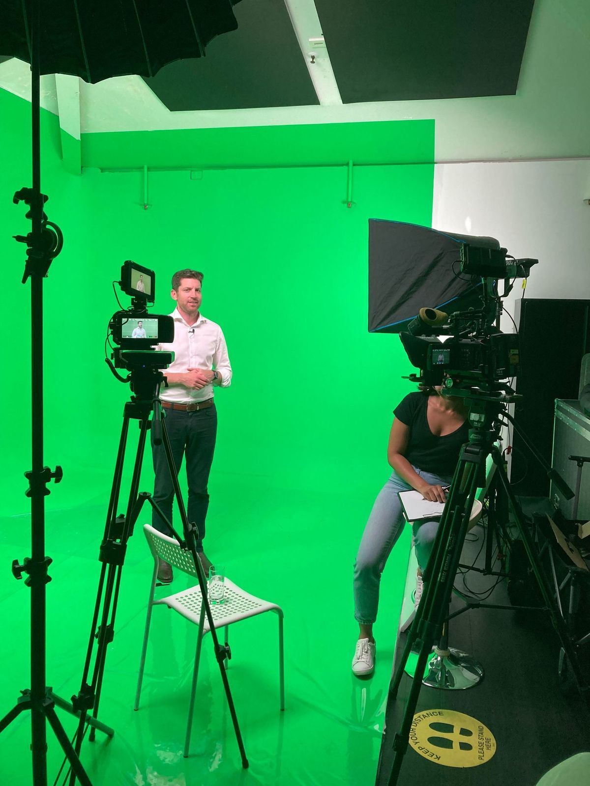 Video production scene with men capturing green screen sequences in Melbourne